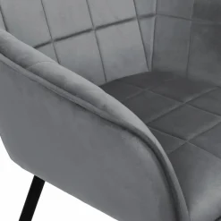 Lot de 2 chaises en velours gris avec accoudoirs