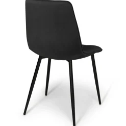Lot de 4 chaises en velours noir pour salle à manger