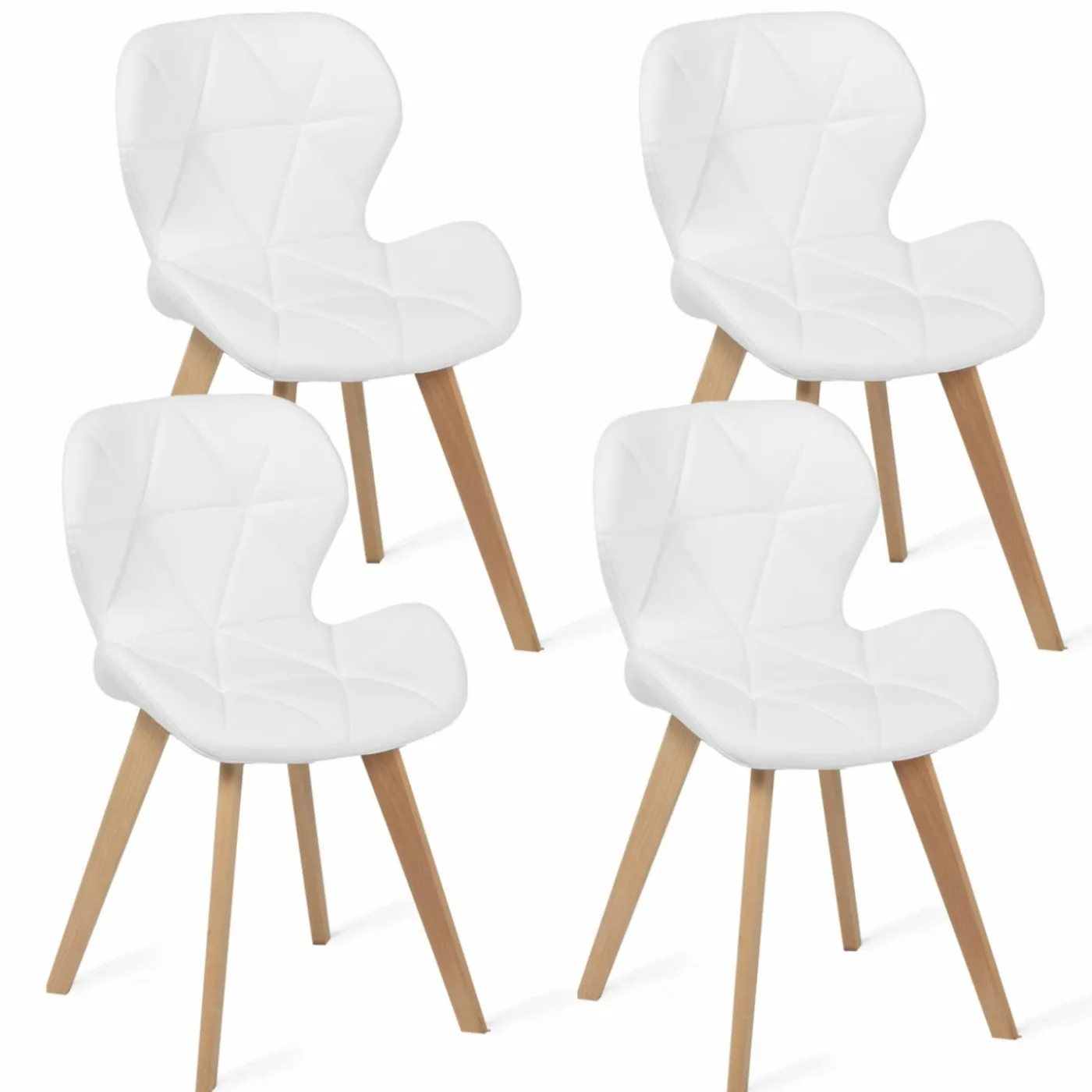 Lot de 4 chaises matelassées blanches