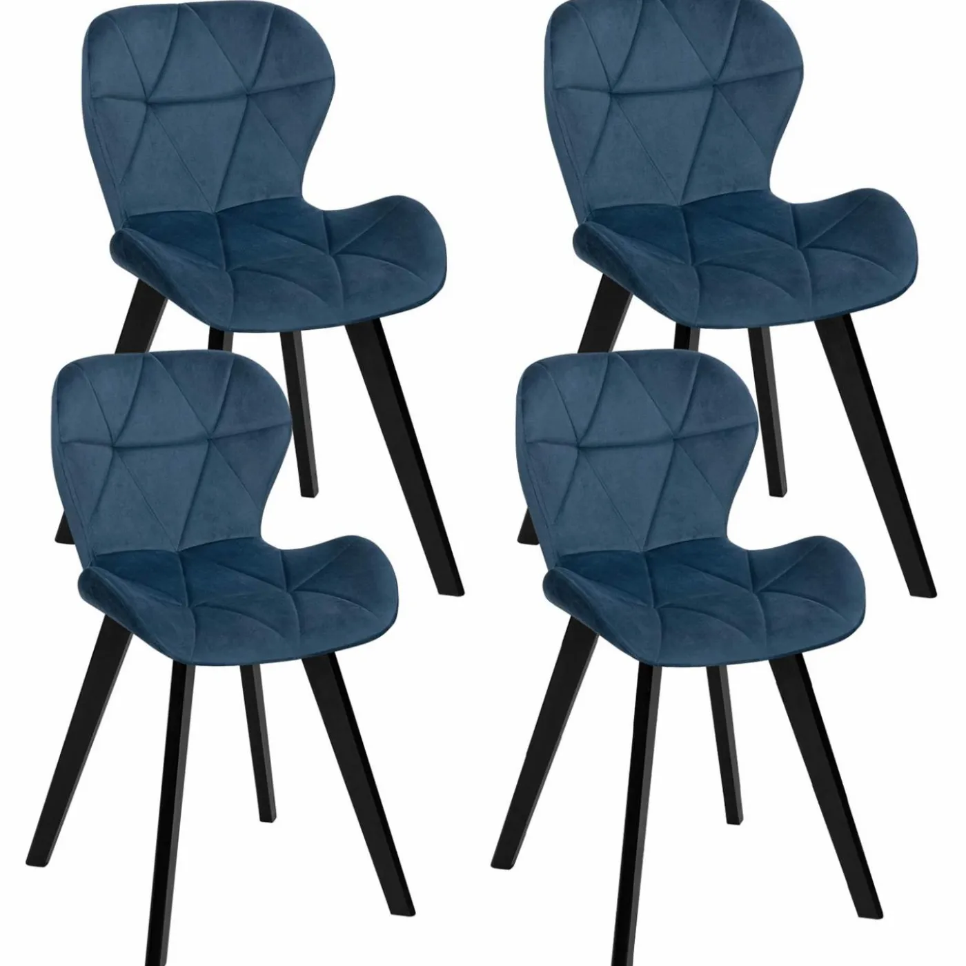 Lot de 4 chaises matelassées velours bleu
