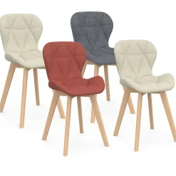 Lot de 4 chaises matelassées gris, terracotta et beige x2