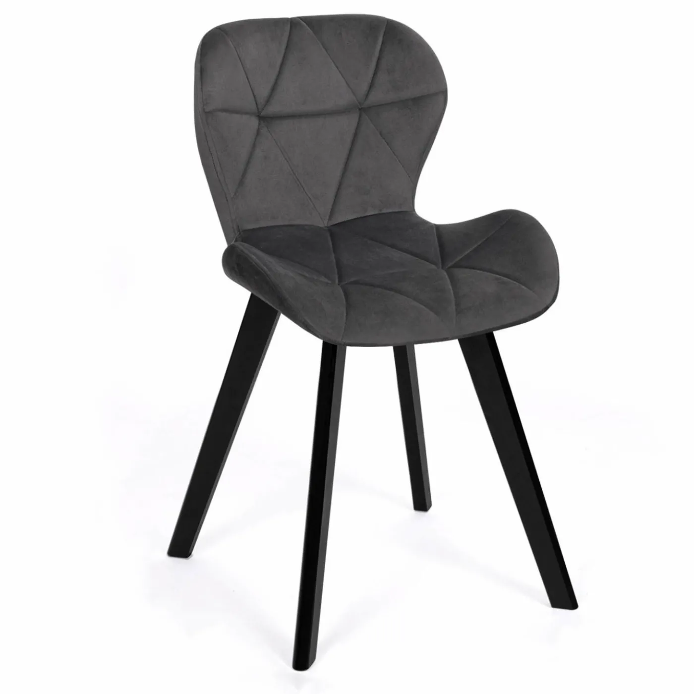 Lot de 4 chaises matelassées velours gris foncé