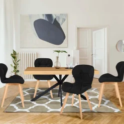 Lot de 4 chaises matelassées noires