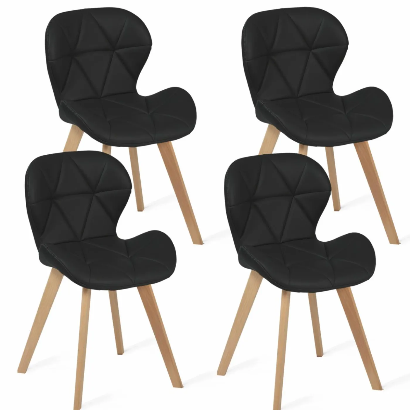 Lot de 4 chaises matelassées noires
