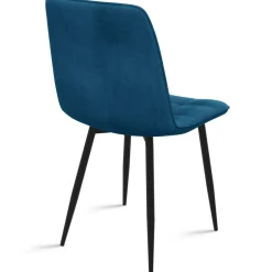 Lot de 8 chaises modernes en velours mix color bleu x2, gris foncé x2, gris clair x2, jaune x2 pieds métal noir