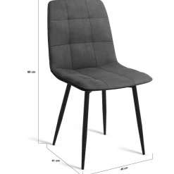 Lot de 8 chaises modernes en velours mix color bleu x2, gris foncé x2, gris clair x2, jaune x2 pieds métal noir