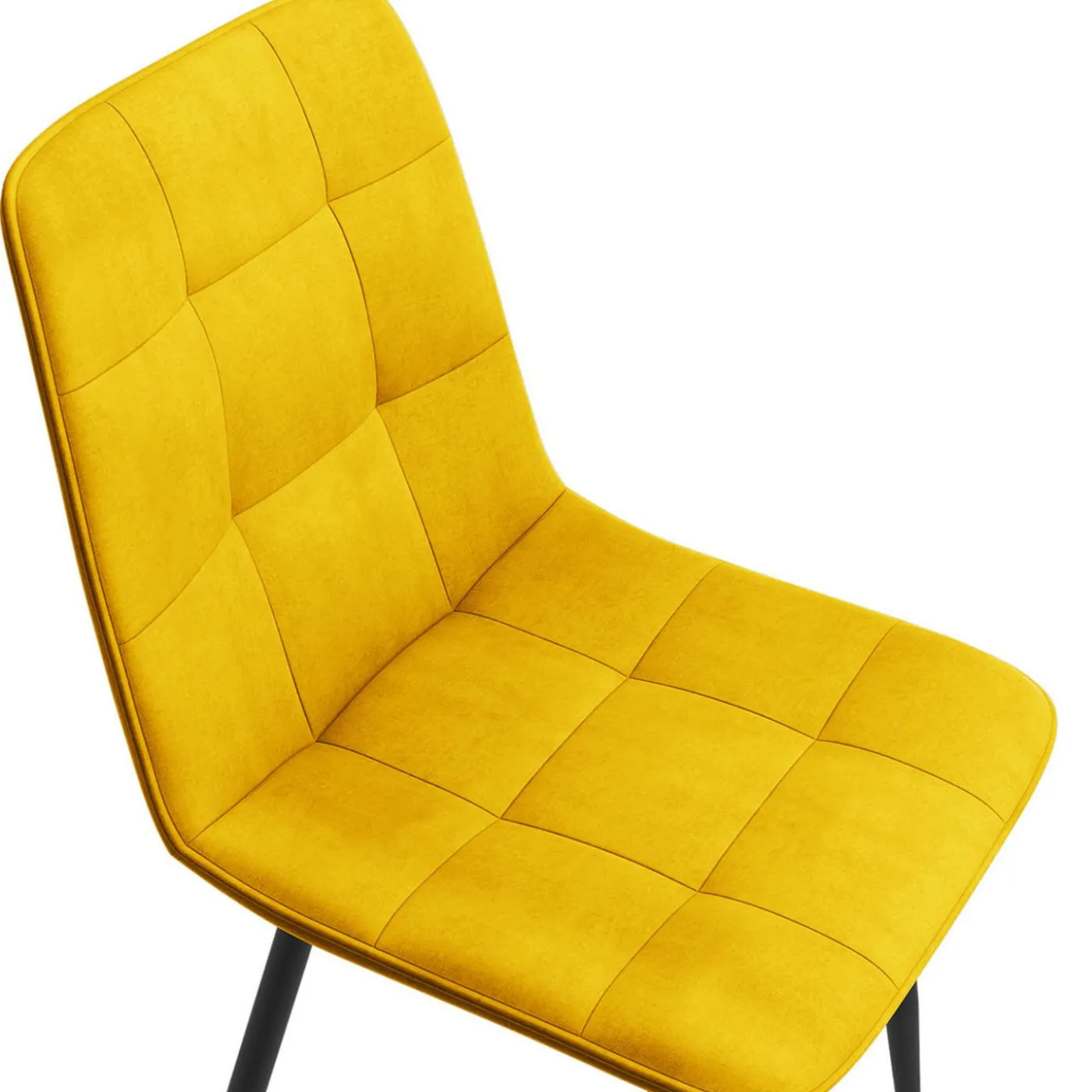 Lot de 8 chaises modernes en velours mix color bleu x2, gris foncé x2, gris clair x2, jaune x2 pieds métal noir