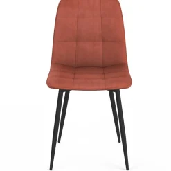 Lot de 8 chaises modernes en velours mix color terracotta x3, gris foncé x2, et beige x3 pieds métal noir