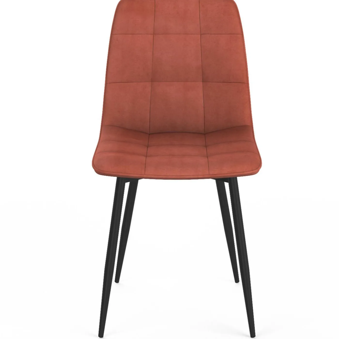 Lot de 8 chaises modernes en velours mix color terracotta x3, gris foncé x2, et beige x3 pieds métal noir
