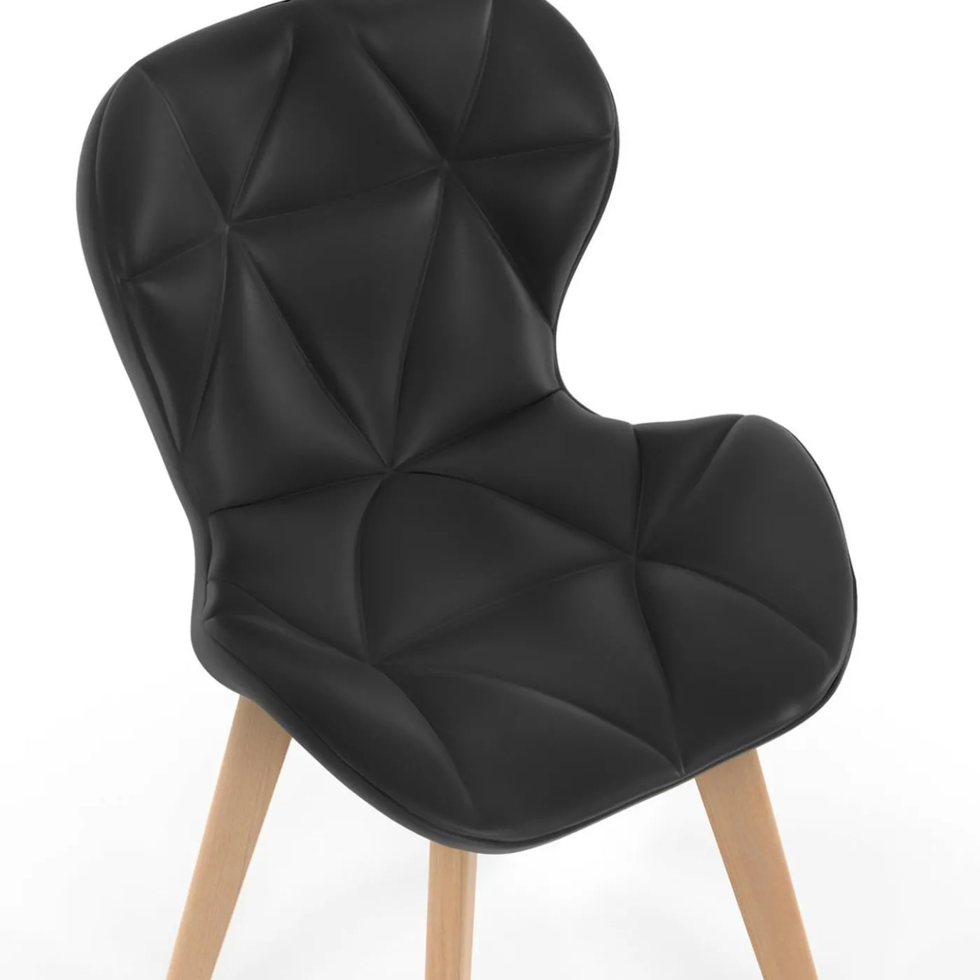Lot de 6 chaises modernes en PU noir pieds en bois pour salle à manger