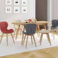 Lot de 6 chaises modernes avec assises matelassées en gris, terracotta et beige