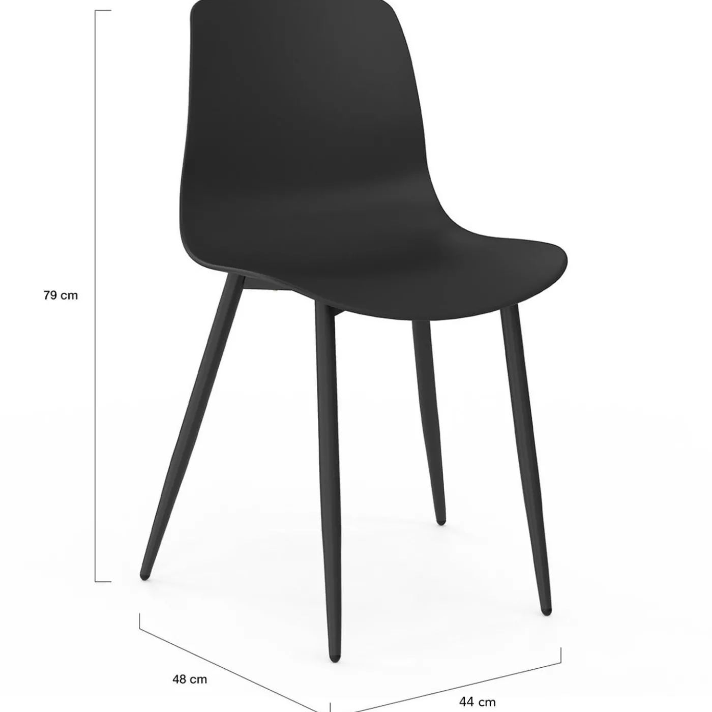 Lot de 6 chaises noires avec pieds en métal