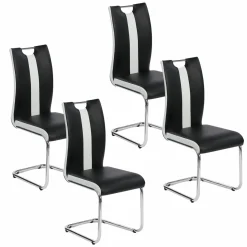 Lot de 4 chaises noires et blanches design