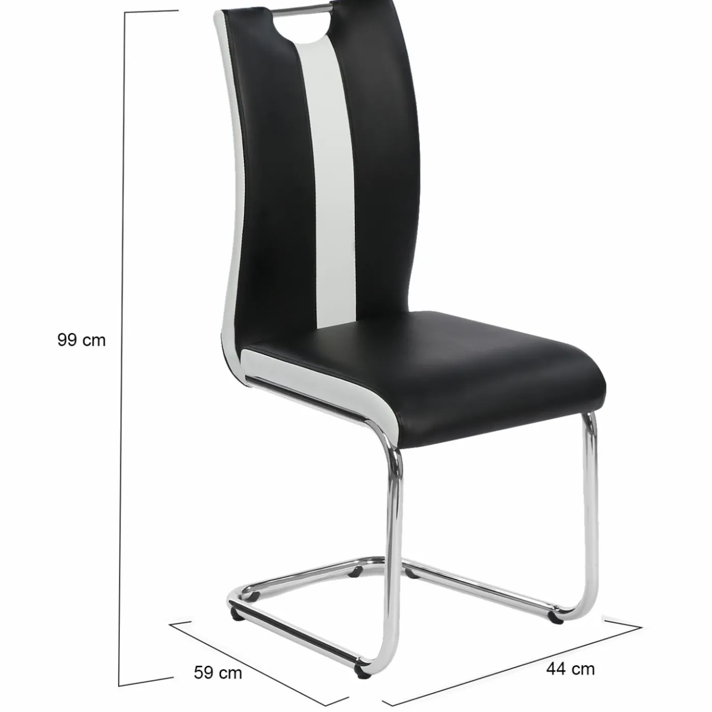 Lot de 4 chaises noires et blanches design