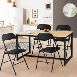 Lot de 4 chaises noires pliantes d’intérieur