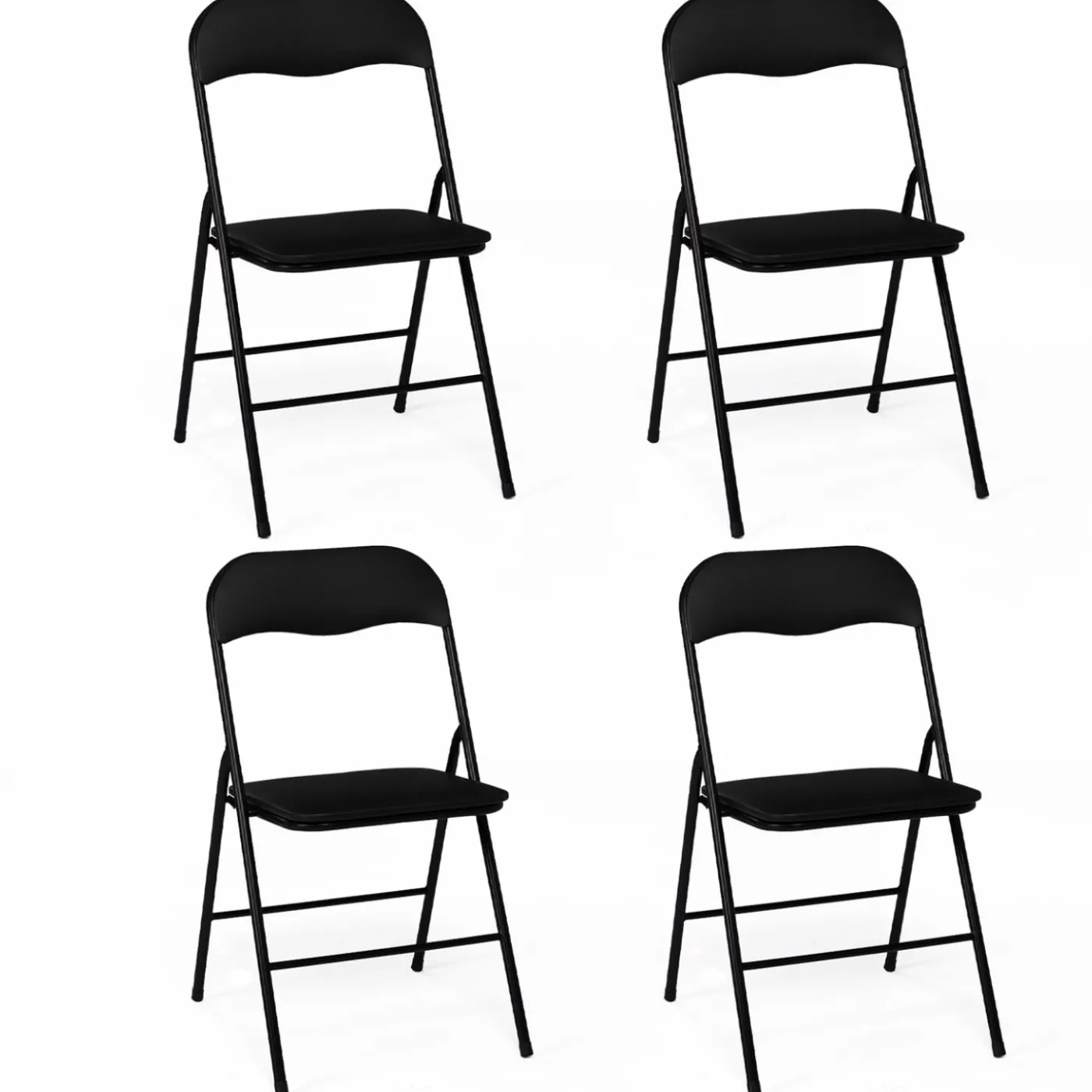 Lot de 4 chaises noires pliantes d’intérieur