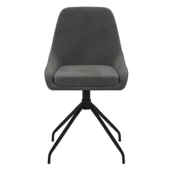 Lot de 4 chaises pivotantes en velours gris foncé avec accoudoirs