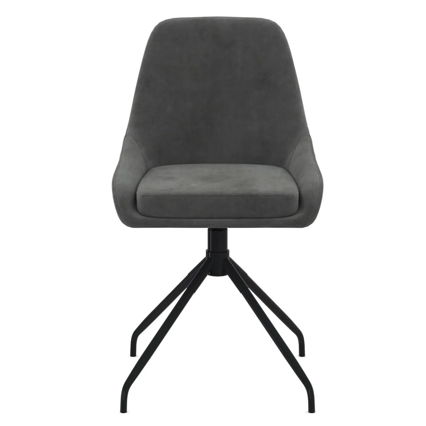 Lot de 4 chaises pivotantes en velours gris foncé avec accoudoirs
