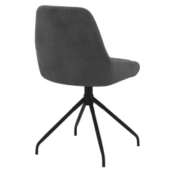 Lot de 4 chaises pivotantes en velours gris foncé avec accoudoirs