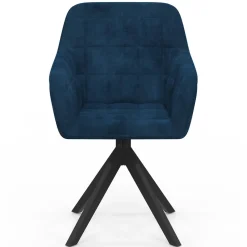 Lot de 2 chaises pivotantes de salle à manger, fauteuils de table en velours bleu