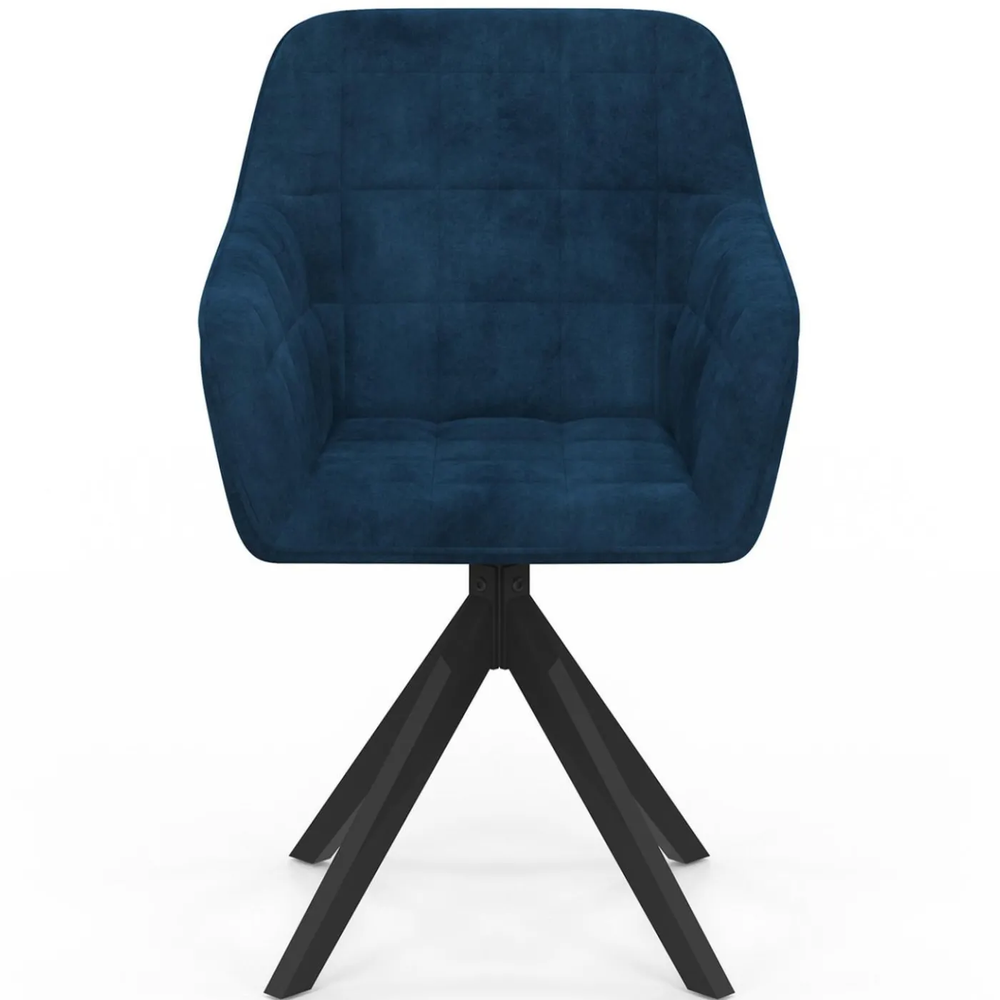 Lot de 2 chaises pivotantes de salle à manger, fauteuils de table en velours bleu