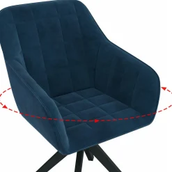 Lot de 2 chaises pivotantes de salle à manger, fauteuils de table en velours bleu