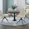 Lot de 4 chaises pivotantes en velours beige avec accoudoirs