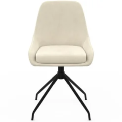 Lot de 4 chaises pivotantes en velours beige avec accoudoirs