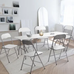 Lot de 6 chaises pliantes blanches d’intérieur