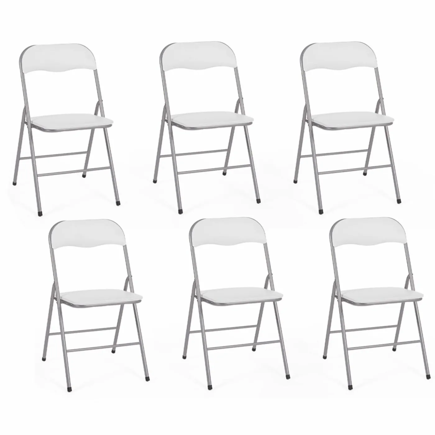 Lot de 6 chaises pliantes blanches d’intérieur