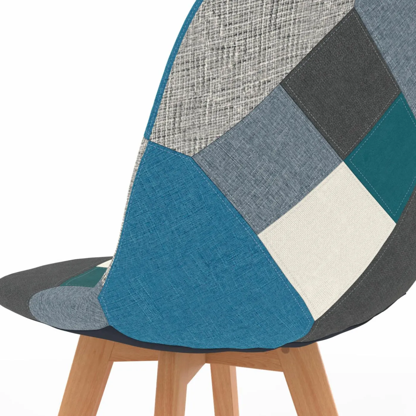 Lot de 4 chaises scandinaves patchworks bleus et gris