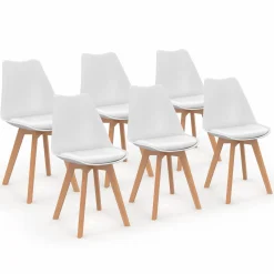 Lot de 6 chaises scandinaves blanches
