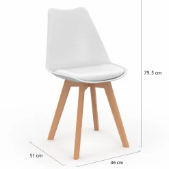 Lot de 6 chaises scandinaves blanches