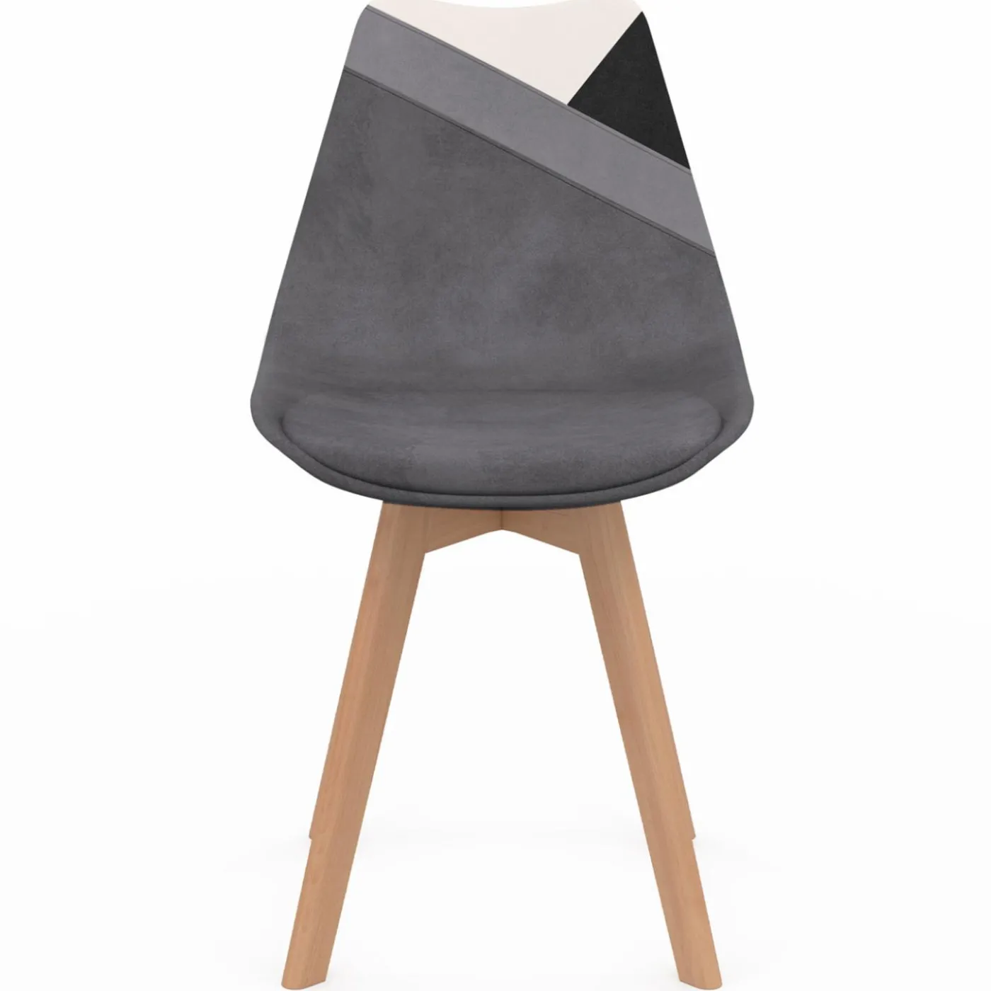 Lot de 6 chaises scandinaves mix color gris foncé, blanc, noir et velours patchworks