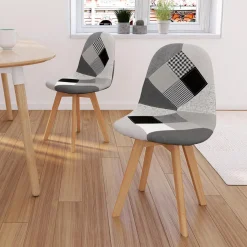Lot de 2 chaises scandinaves patchworks noirs gris blancs