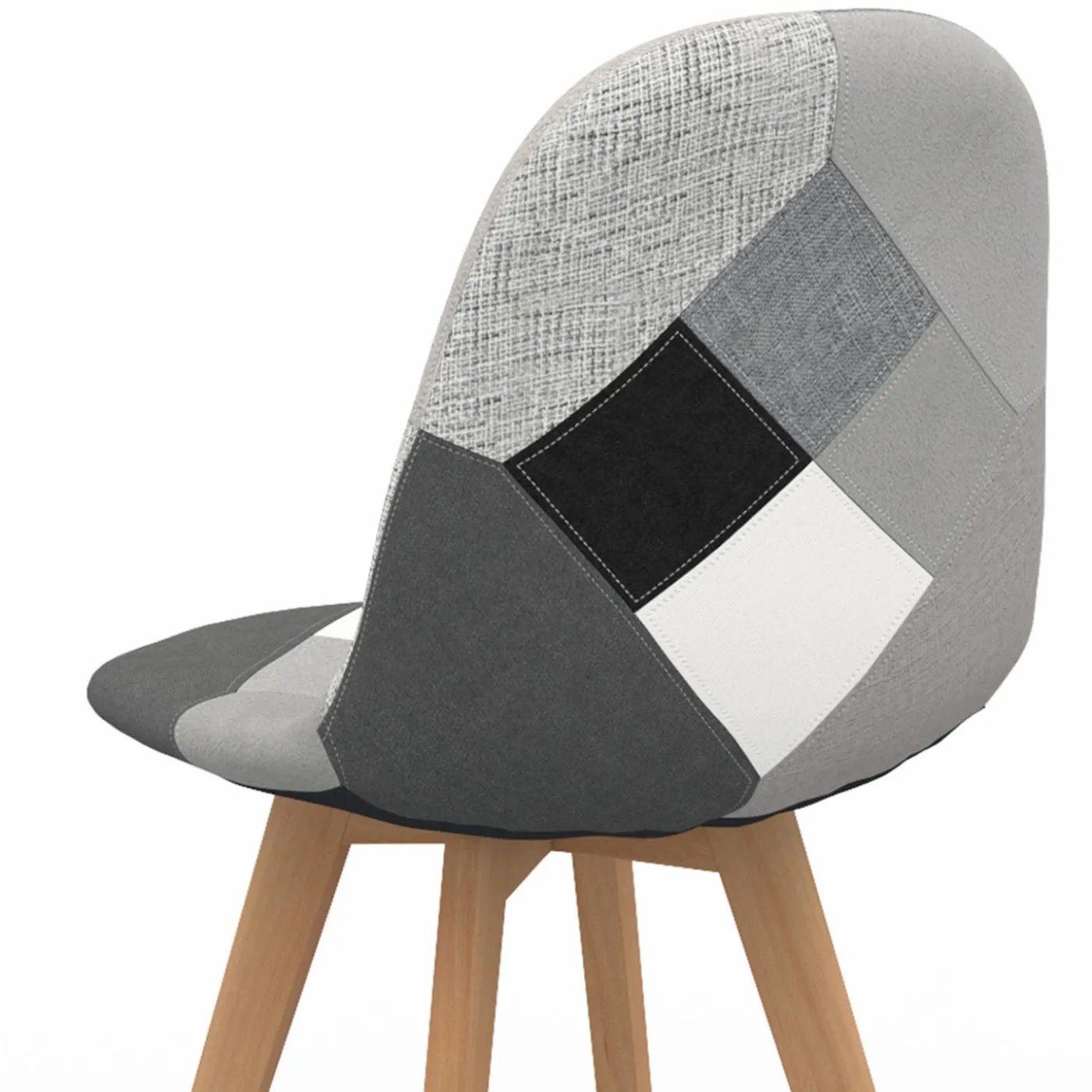 Lot de 2 chaises scandinaves patchworks noirs gris blancs