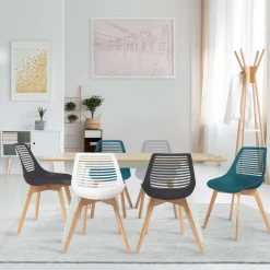 Lot de 6 chaises scandinaves dépareillées dossier ajouré