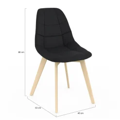 Lot de 6 chaises scandinavesen tissu noir