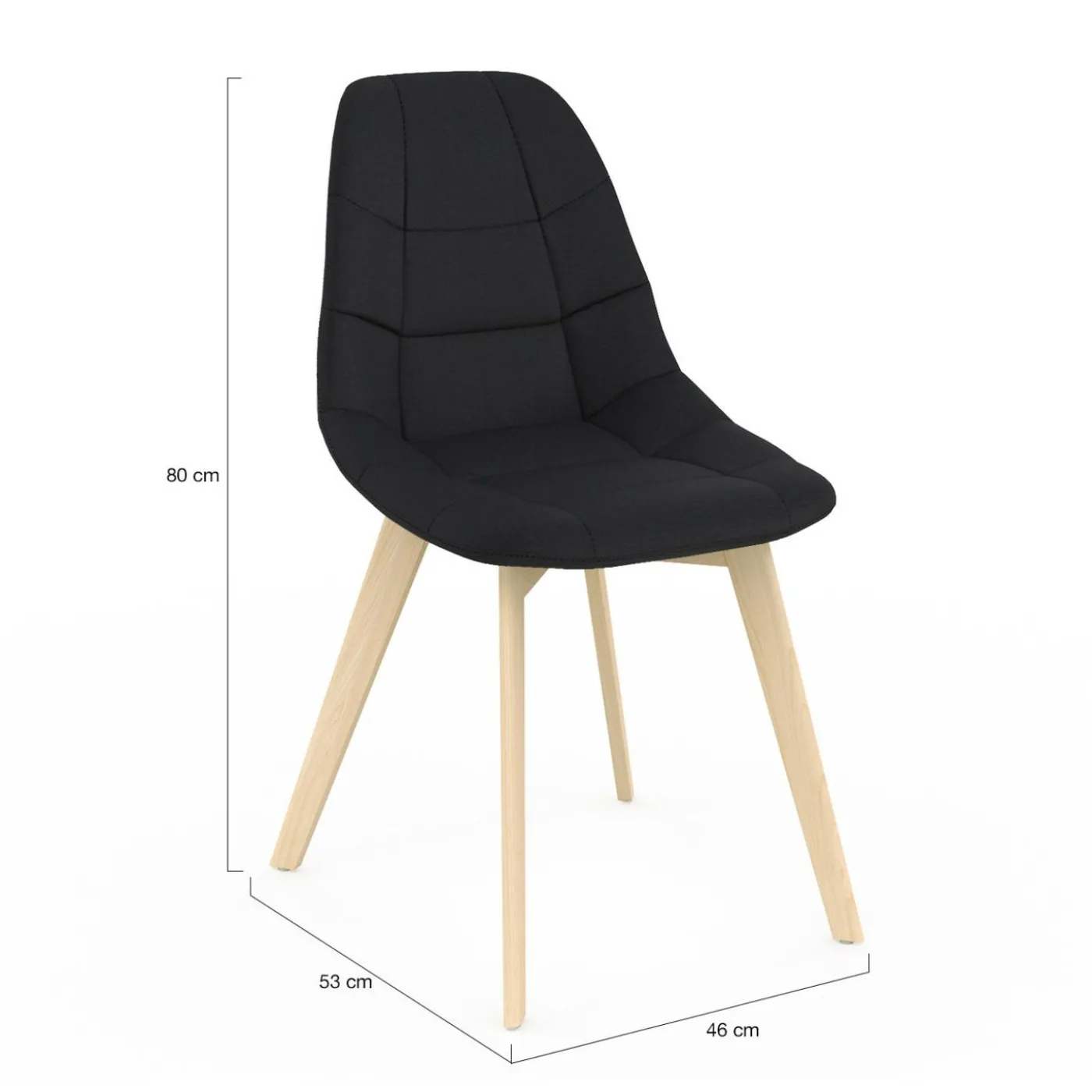 Lot de 6 chaises scandinavesen tissu noir