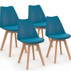 Lot de 4 chaises scandinaves bleu canard