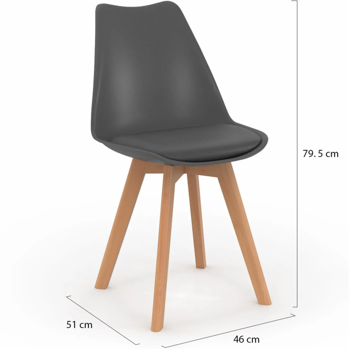 Lot de 4 chaises scandinaves grises