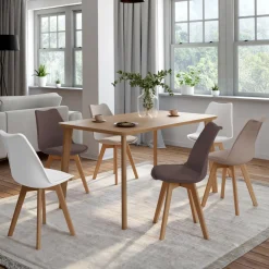 Lot de 6 chaises scandinaves mix color taupe, beige et blanc