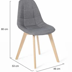 Lot de 6 chaises scandinaves en tissu mix color beige, gris clair, bleu canard et gris foncé