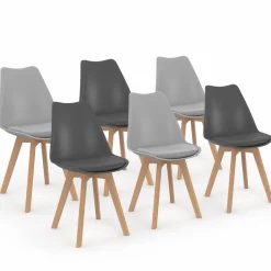 lot de 6 chaises scandinaves gris foncé et gris clair mix color