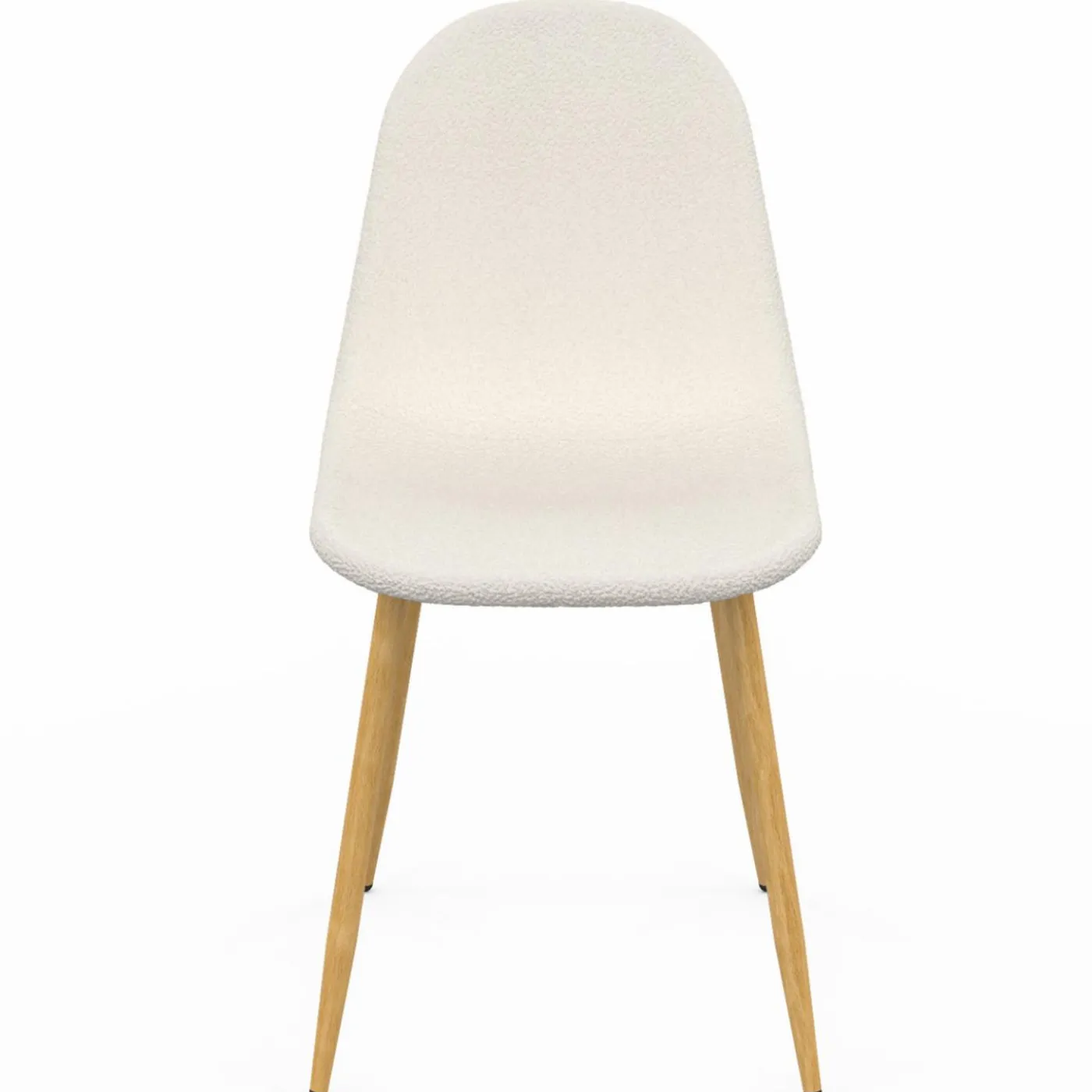 Lot de 6 chaises scandinaves en tissu blanc bouclette pieds en bois