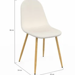 Lot de 6 chaises scandinaves en tissu blanc bouclette pieds en bois