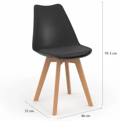 Lot de 8 chaises scandinaves noires pour salle à manger