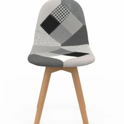 Lot de 4 chaises scandinaves patchwork noir gris blancs