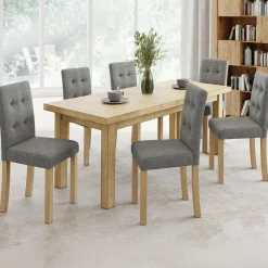 Lot de 6 chaises scandinaves capitonnées grises