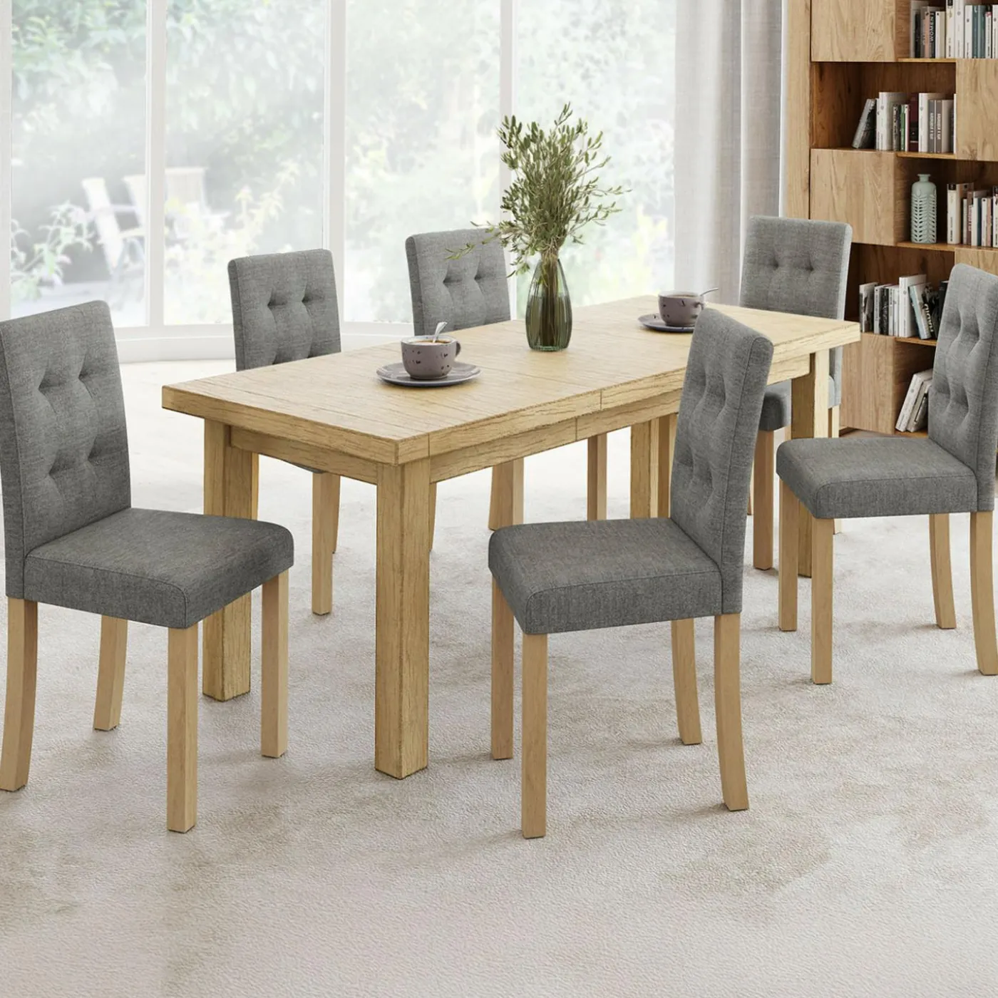 Lot de 6 chaises scandinaves capitonnées grises